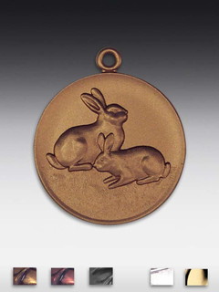 Metall-Medaille 2 Kaninchen