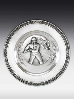 Pewter plate Oak leaves-Fire service