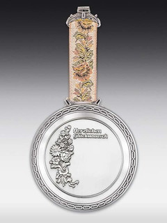 Tinnen medallion gefeliciteerd