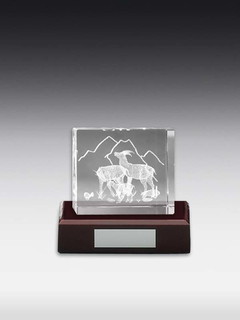 3D-Laserinnengravur Steinbock-Familie