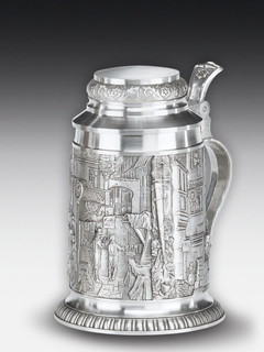 Tinnen  bier mok Spitzweg 0,5l