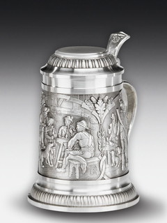 Tinnen bier mok Defregger 0,5l