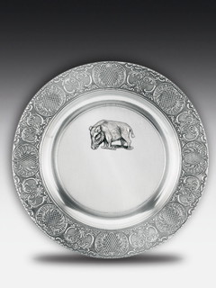 Pewter plate Boar