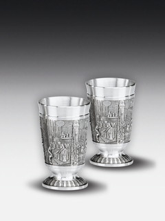 Tinnen schnaps beker Spitzweg