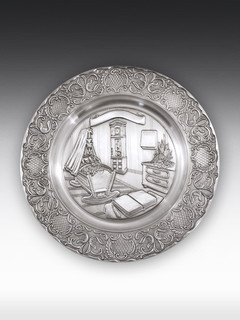 Pewter plate Old German Birth