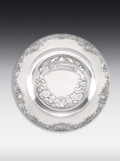 Pewter plate Flowersgruss E: engraving loop