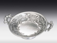 Pewter Deep plate Crop, handles, foot