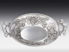 Pewter Deep plate Crop-oval, handles
