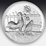 Metallemblem Hahn und Henne